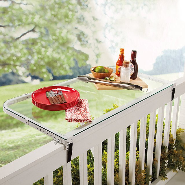 Deckmate Deck Rail Tray Adds Tabletop Space to your Balcony GetdatGadget